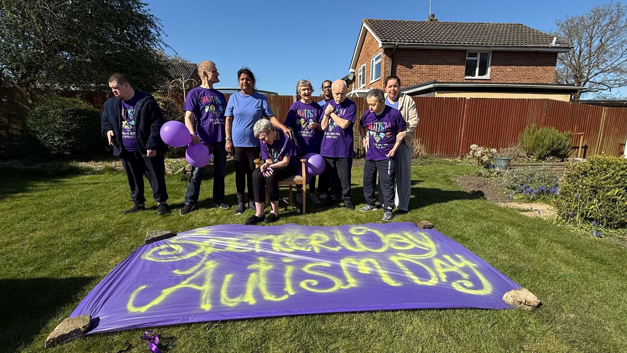 World Autism Day at Spencer Way with the residents wearing purple.